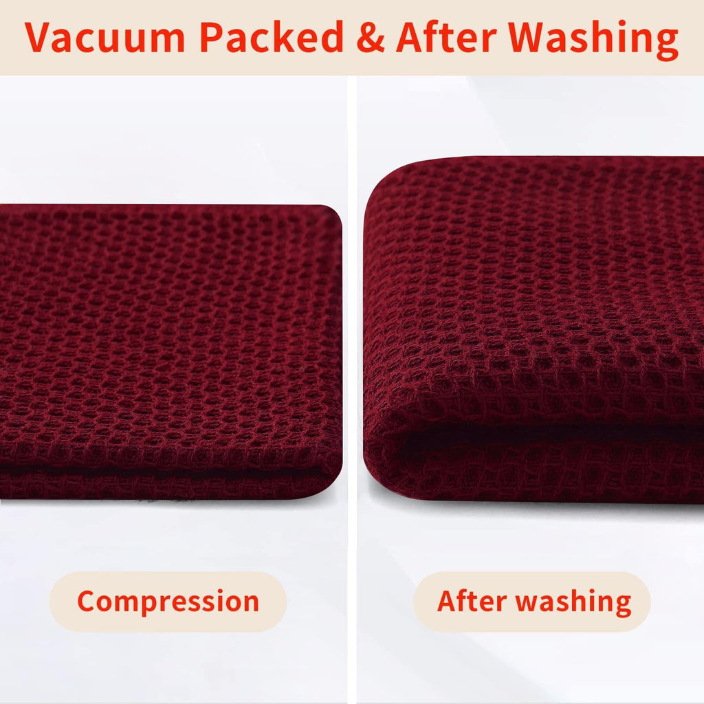 Homaxy 100% Cotton Waffle Weave Kitchen Dish Cloths, Ultra Soft Absorbent Quick Drying Dish Towels, 12 x 12 Inches, 6-Pack, Burgundy