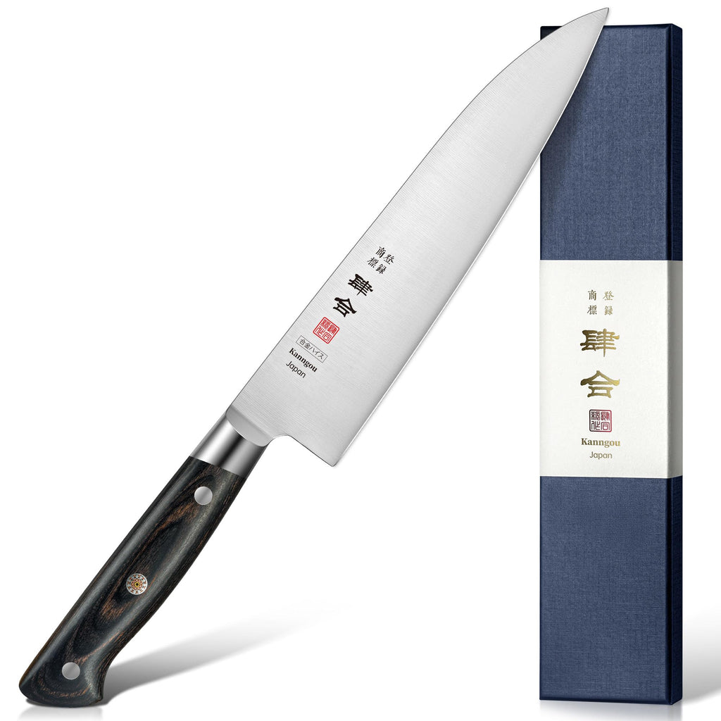 kanngou 8.27 Inch Japanese Chef Knife Kitchen Knife, Japan AUS-8 Alloy Steel Gyuto Knife with Full-Tang Pakkawood Handle, Chef's Knives with Premium Gift Box (Classic Series)