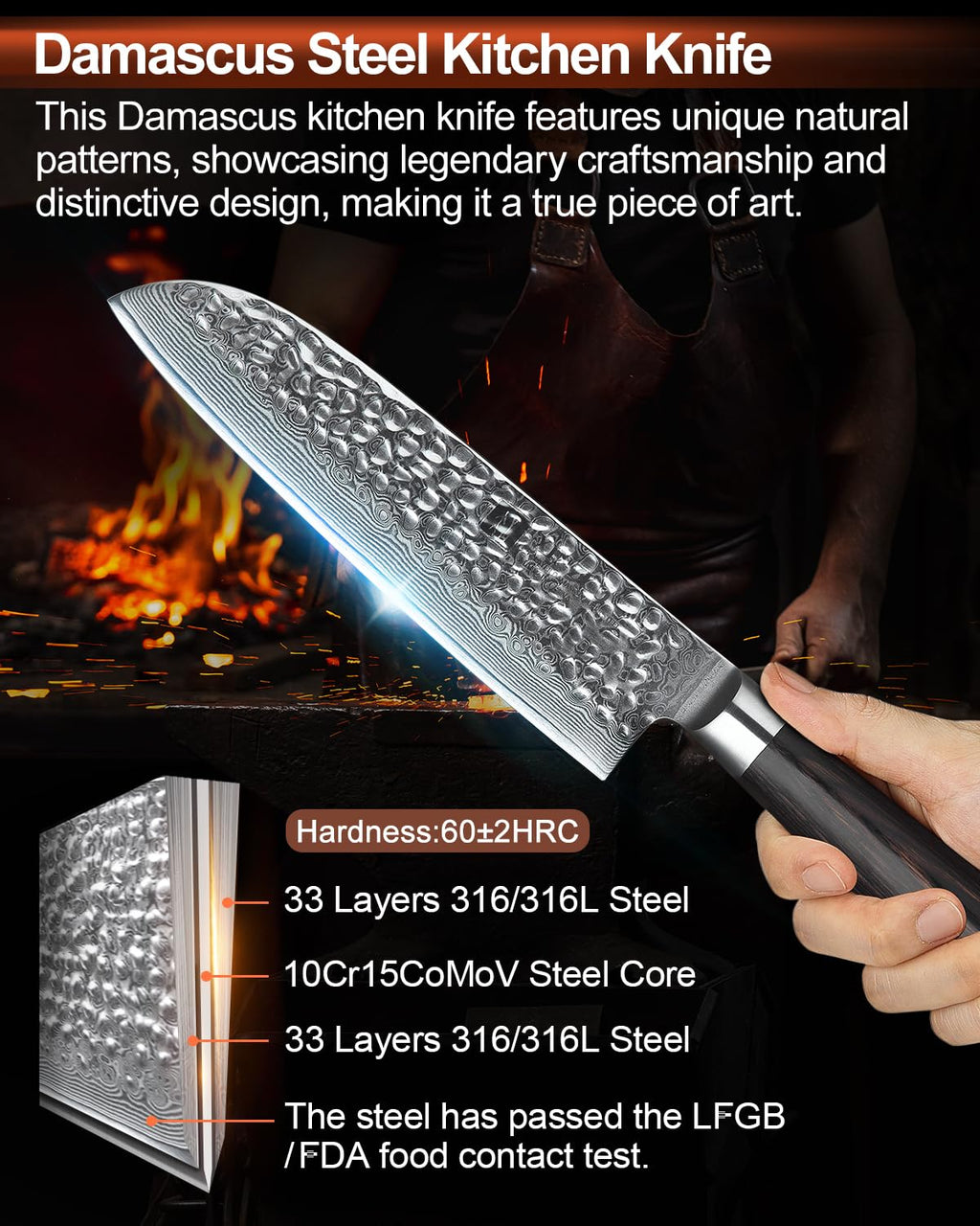 XINZUO Damascus 7-Piece Kitchen Chef Knife Block Set,Professional Sharp Cutting Knife Set with Block,Pakkawood Handle,Chef Gift Box