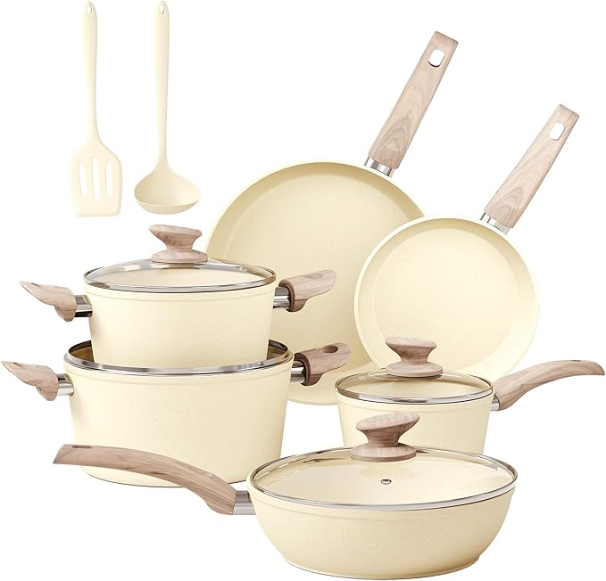 MAISON ARTS 12 Piece Kitchen Cookware Sets, Pots and Pans Set Non Stick