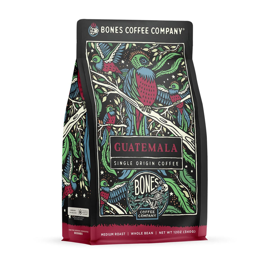 Bones Coffee Company Ethiopia Single-Origin, Citrus, Floral and Berries Notes, Whole Coffee Beans, Low Acid Medium Roast Arabica Beans Flavored Coffee, 12 oz Whole Bean
