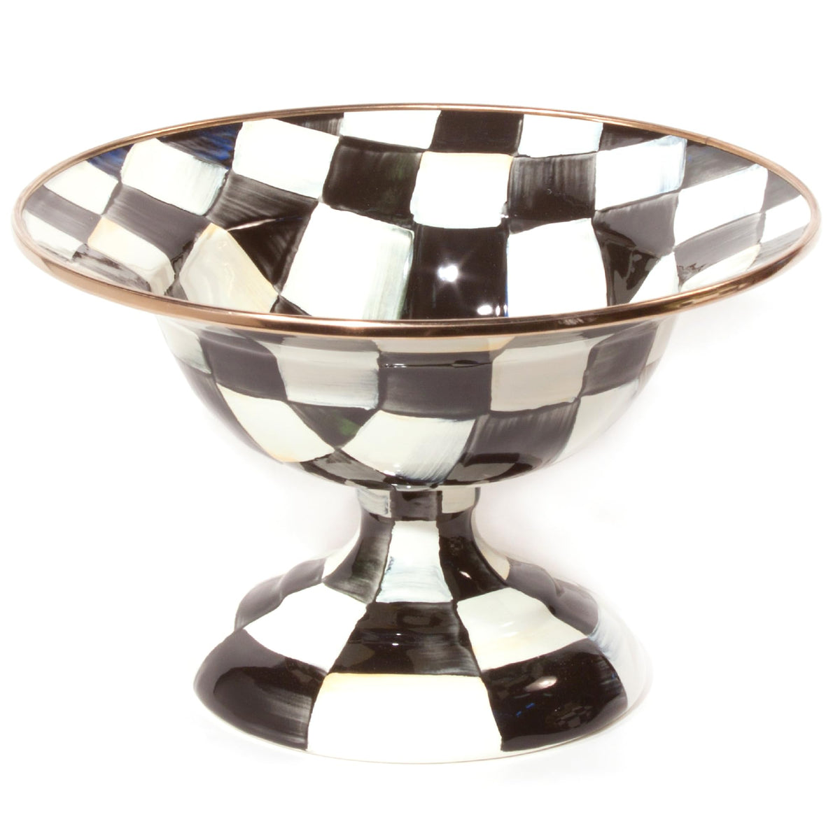 MACKENZIE-CHILDS Enamel Compote, Large, Pink-and-White Rosy Check