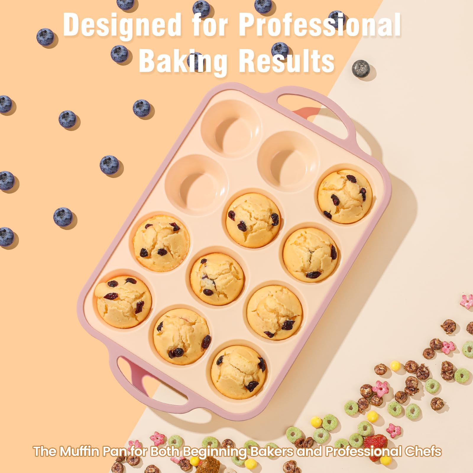 Fimary Silicone Muffin Pans for Baking 2 Pack, 2.6 Inch with Metal Reinforced Frame, Regular Size Nonstick Silicone Cupcake Pan for Baking Homemade Muffins, Cupcakes, Dishwasher Safe BPA Free-Yellow