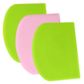 SURDOCA Dough Scraper Bench Scraper - 3P 5.9x4.3" Plastic Flexible Bowl Scraper, Sharp Edge & Angles Cake Scraper. Non-Slip Bakeware Decorating Tools Sculpting & Modeling Tools - Green+Pink+Green