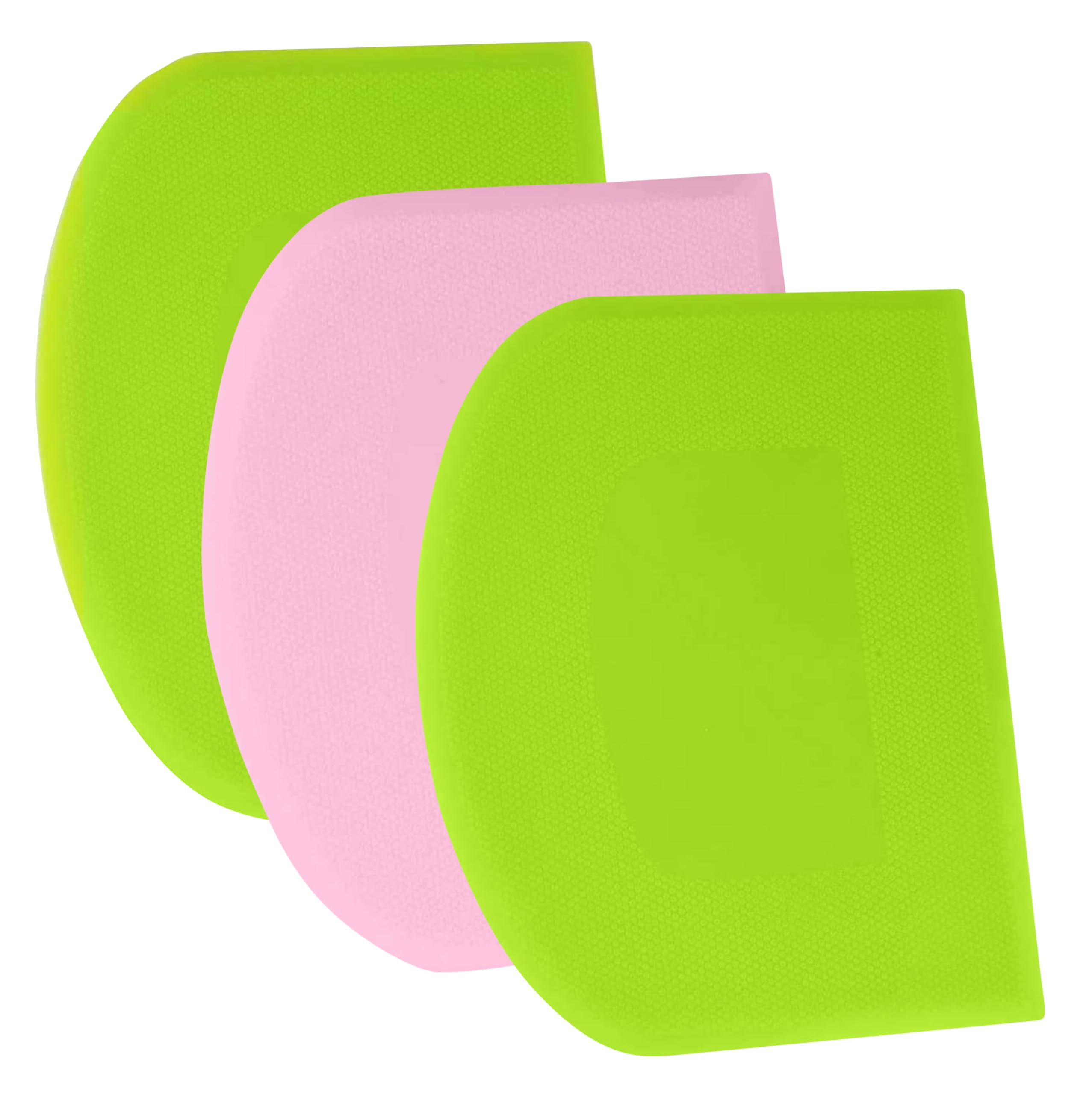 SURDOCA Dough Scraper Bench Scraper - 3P 5.9x4.3" Plastic Flexible Bowl Scraper, Sharp Edge & Angles Cake Scraper. Non-Slip Bakeware Decorating Tools Sculpting & Modeling Tools - Green+Pink+Green