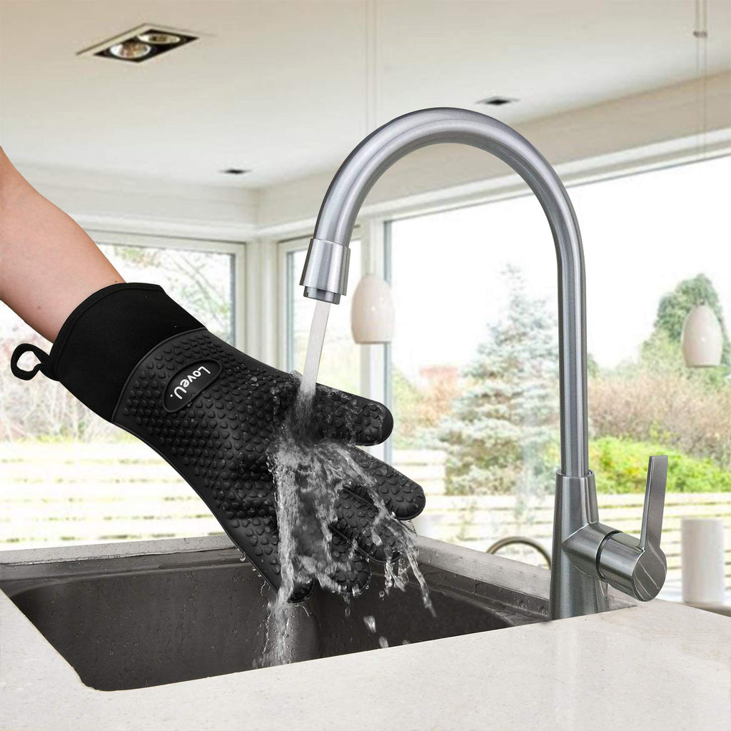 Silicone Oven Mitts Gloves - Heat Resistant, Non-Slip for BBQ, Grilling