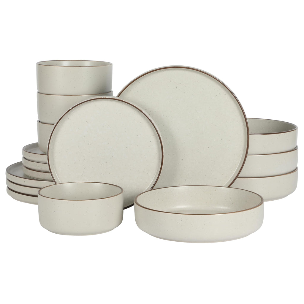 Gibson Elite Gelston Stoneware Matte Reactive Glaze 16 Piece (Service for 4) Plates and Bowl Dinnerware Set - Grey