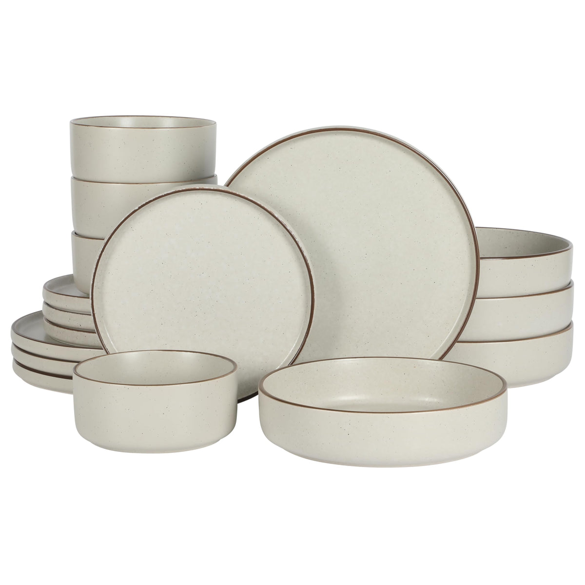 Gibson Elite Gelston Stoneware Matte Reactive Glaze 16 Piece (Service for 4) Plates and Bowl Dinnerware Set - Grey