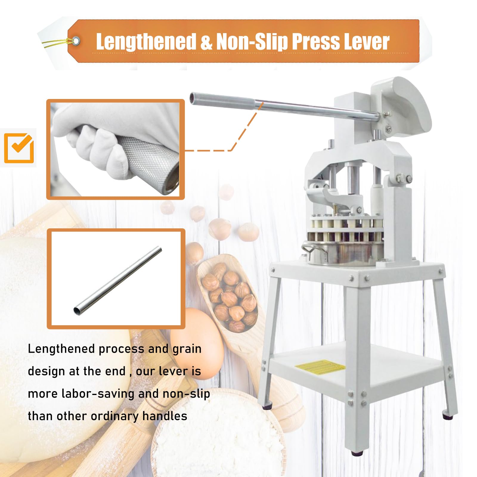 Yokoma Commercial 18PCS Dough Divider Vertical Manual 18PCS Dough Divider Manual Doughs Dividing Cutting Machine with 2 Stainless Steel Basins for Commercial Baking, 2.2-11.29oz(60-320g) Weight Range