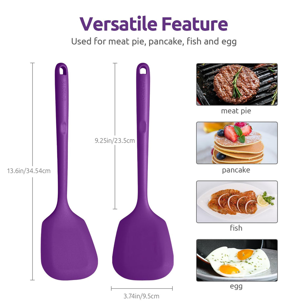 U-Taste Silicone Turner Cooking Spatula, 13.6" Long/3.7" Wide, Purple