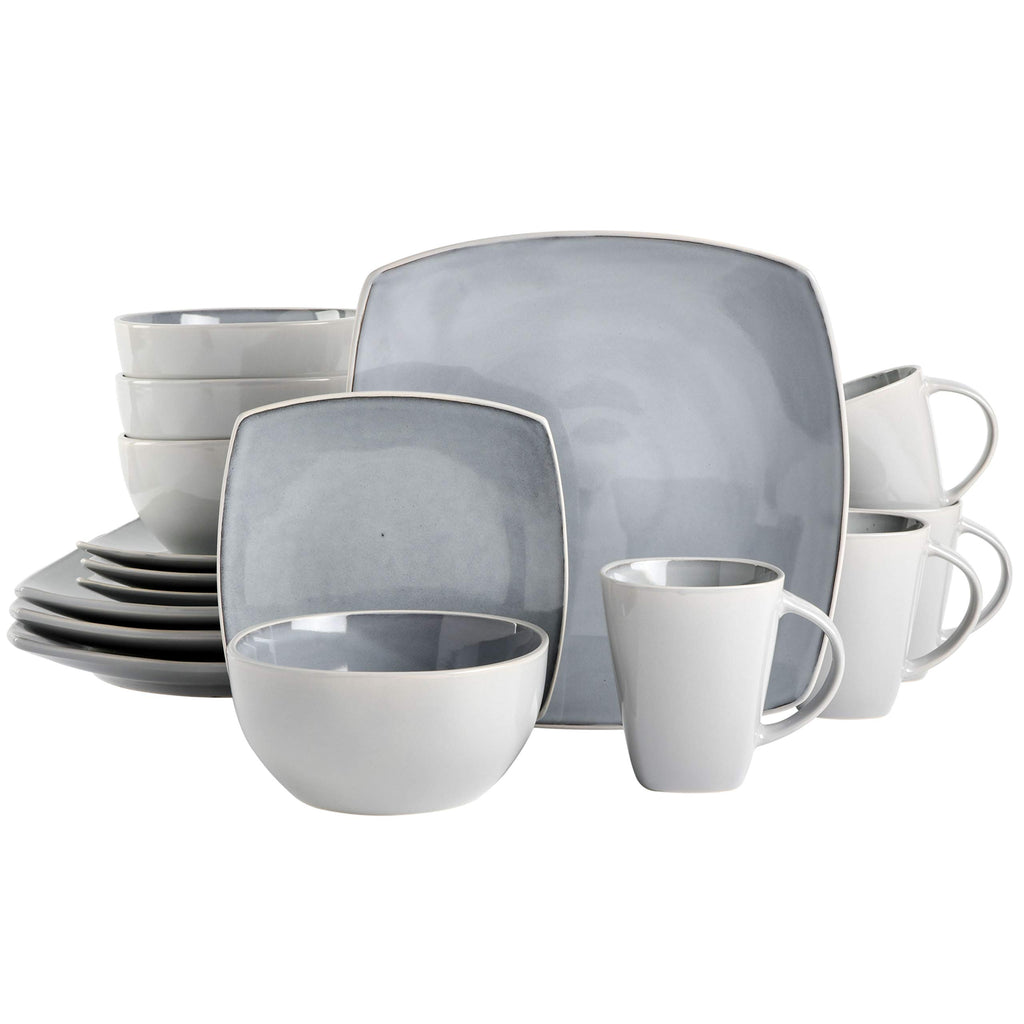 Gibson Elite Tahoe Sunset 12 Piece Stoneware Reactive Glaze (Service for 4) Ceramic Plates and Bowls Dinnerware Set - Black