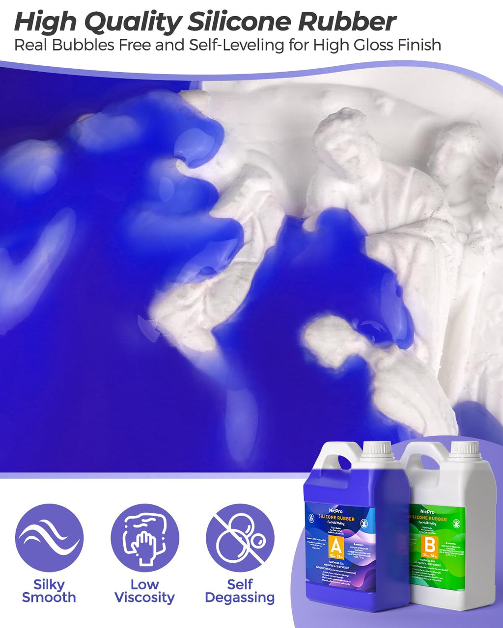 Nicpro 250oz Silicone Mold Making Kit, 30A Platinum Liquid Silicone Rubber