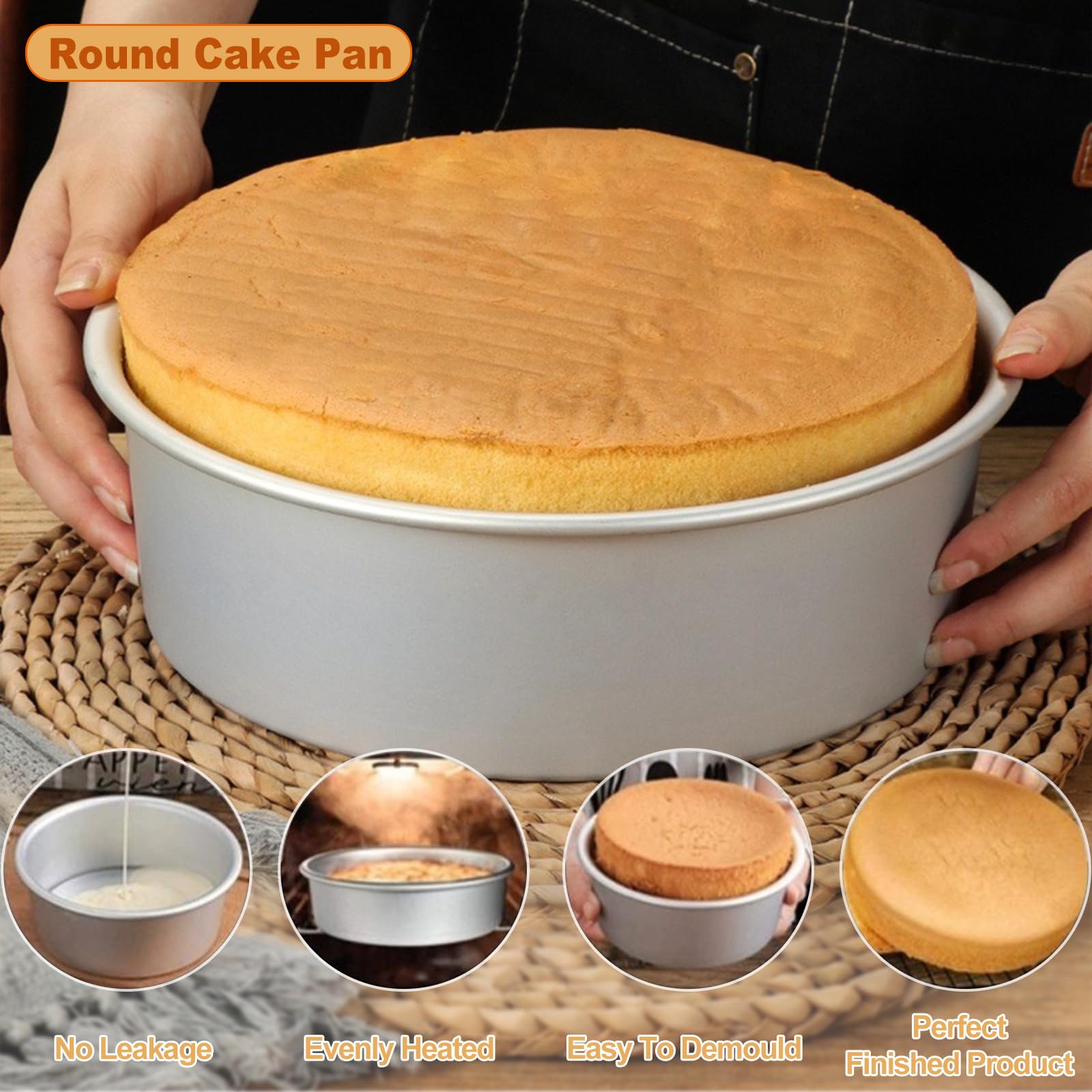 HomeMall 9 x 3 inch Round Cake Pan Set of 3, Aluminum Baking Pans for Layer Cakes, Heavy Duty Non-Stick, Evenly Baking Molds for Home Kitchen, Birthday Wedding Anniversary