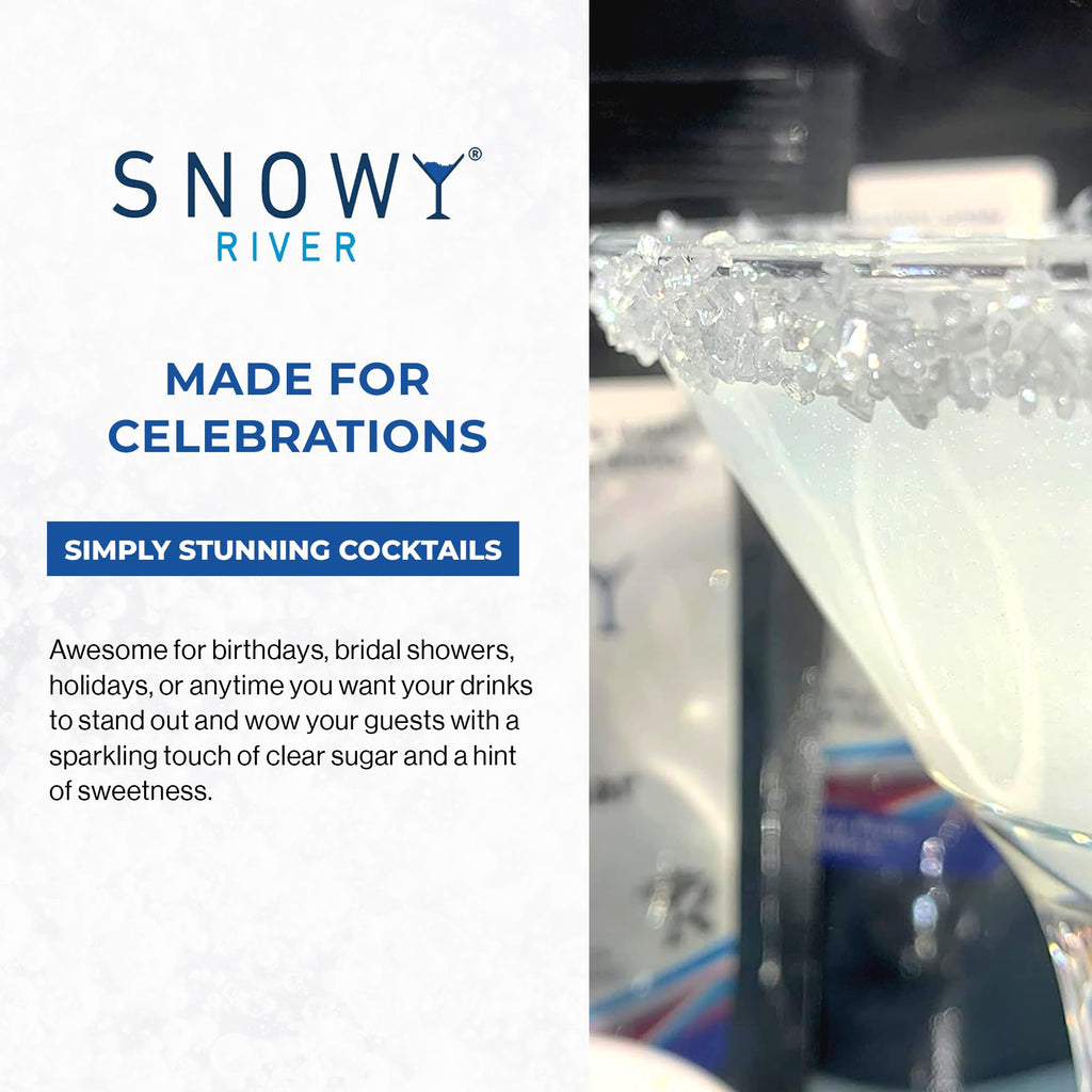 Snowy River Natural Cocktail Sugar Rimmer - Kosher Certified Naturally Colored Beverage Rimming Sugar for Cocktails, Margaritas, Drinks (Clear, 4 Ounce)
