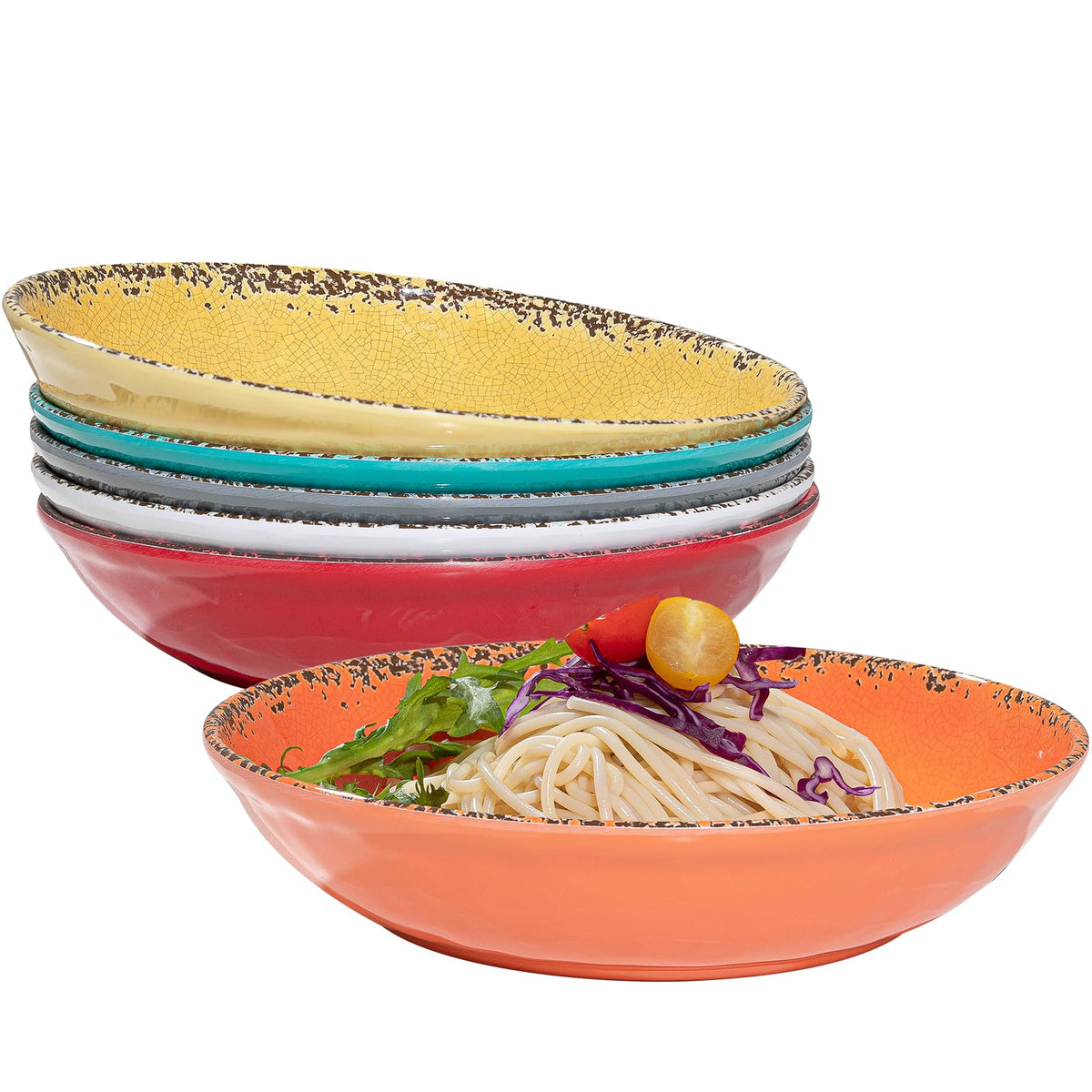 ZAROCRUS 13.75" x2.75'' Extra Large Melamine Serving Bowls, Set of 2, Christmas Bowls Set for Salad, Pasta, Fruit, Unbreakable Farmhouse Deep Bowl. Durable and Dishwasher Safe, True Red