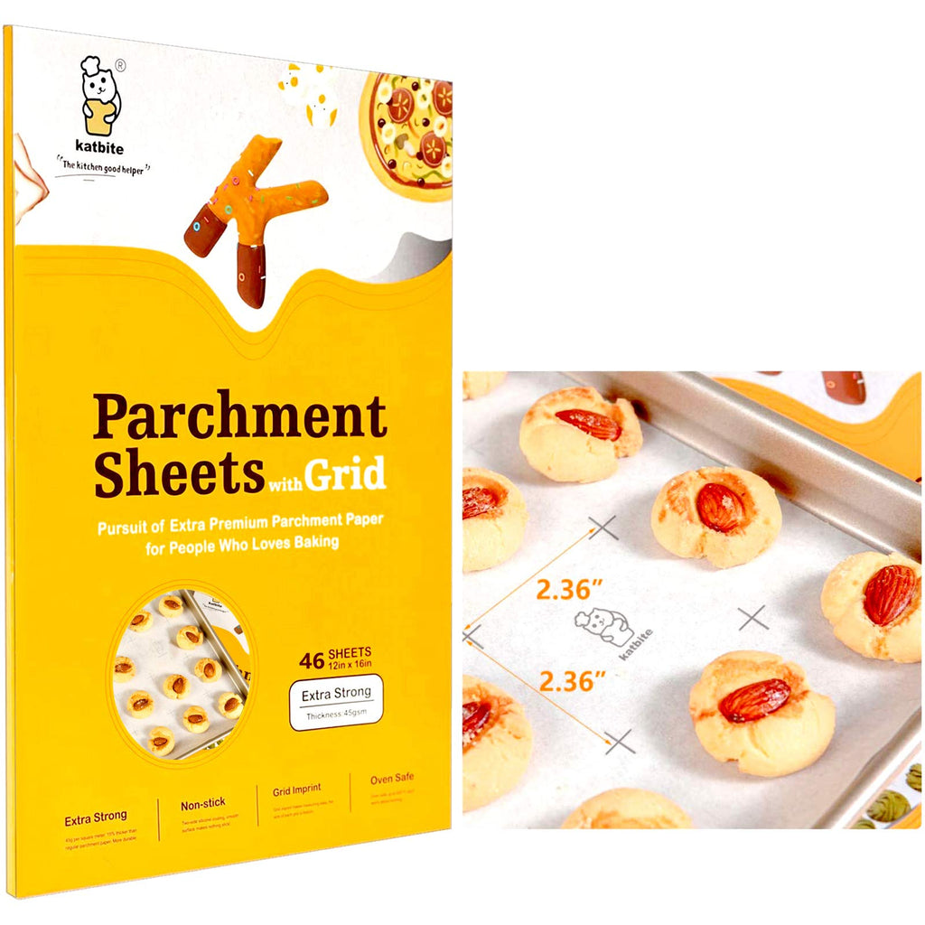 Katbite 200Pcs 9x13 inch Heavy Duty Parchment Paper Sheets, Precut Parchment Paper for Quarter Sheet Pans Liners, Baking Cookies, Bread, Meat, Pizza, Toaster Oven (9"x13")