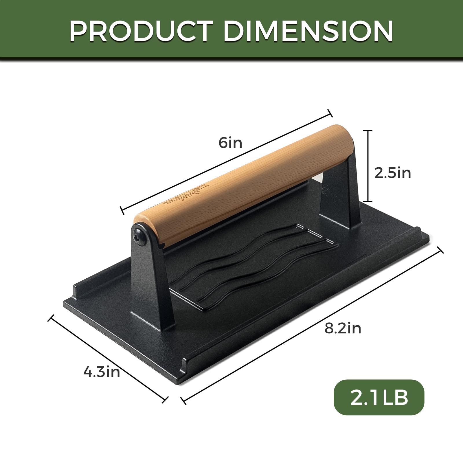 XUDAKAIXIN Cast Iron Smash Burger Press,Grill Bacon Meat Press Tool,Perfect for Blackstone, Camp Chef, Weber Grills & Indoor Griddles – BBQ & Cookout Must-Have (Rectangle -Grooved)
