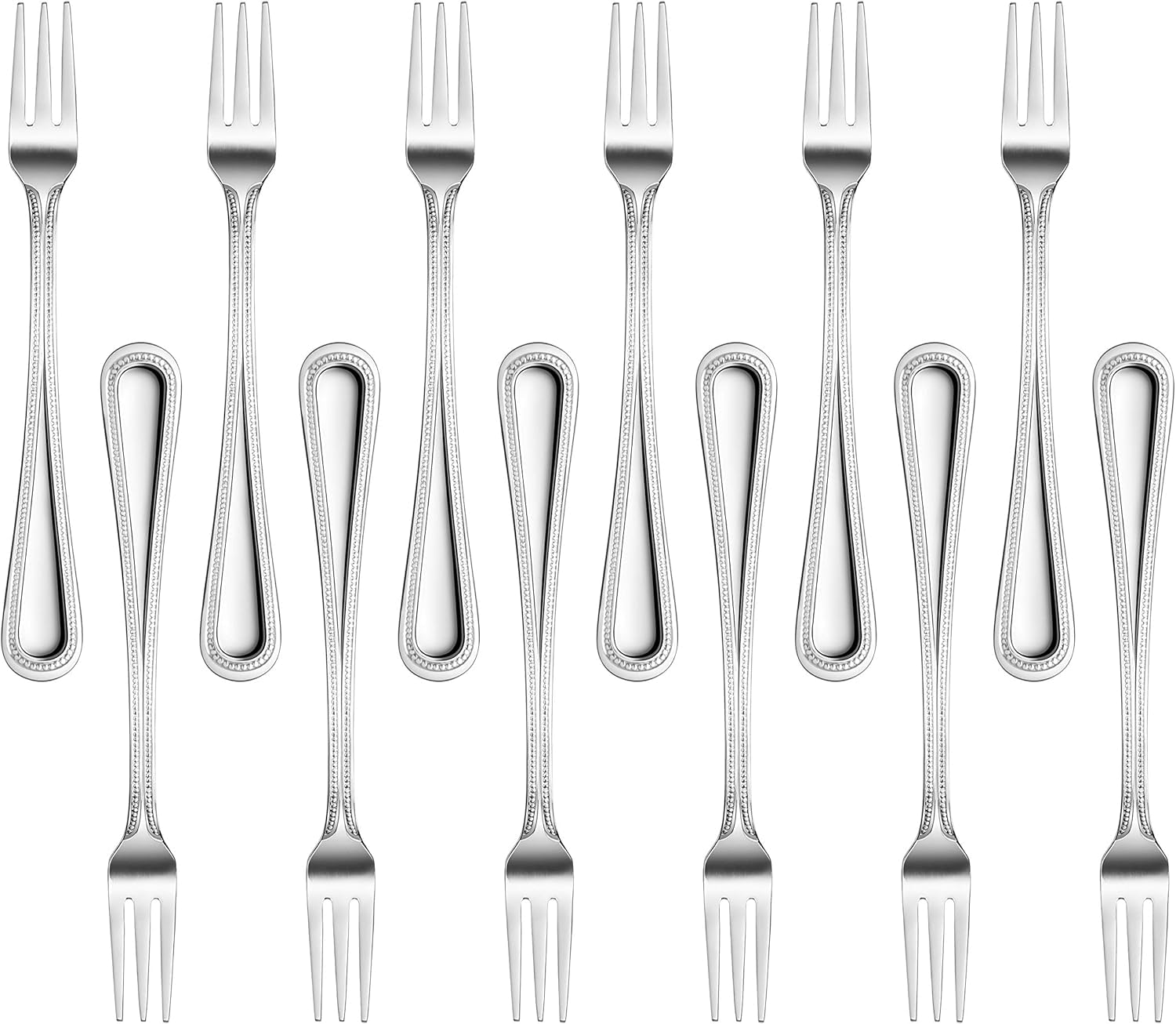 New Star Foodservice Bead Pattern 18/0 Stainless Steel Oyster Fork, 6-Inch, Set of 12, Commercial Grade