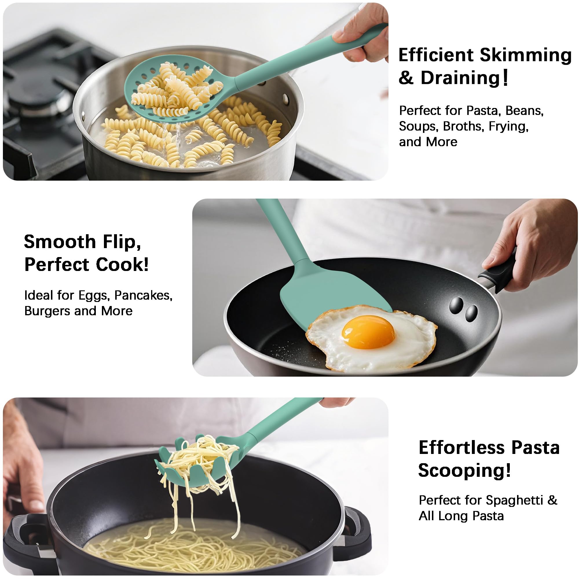 Coukre Silicone Kitchen Cooking Utensils Set, Heat Resistant, 14-Piece