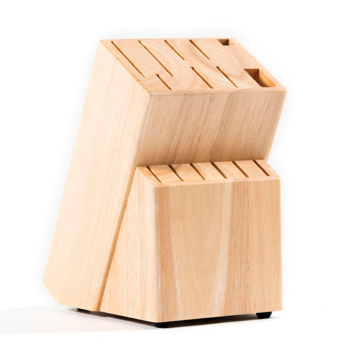 Coninx Knife Block with Built-In Sharpener – 15 Slot Acacia Wood Knife Holder for Kitchen Counter – Non-Slip Wooden Knife Organizer Stand for Chef & Bread Knives