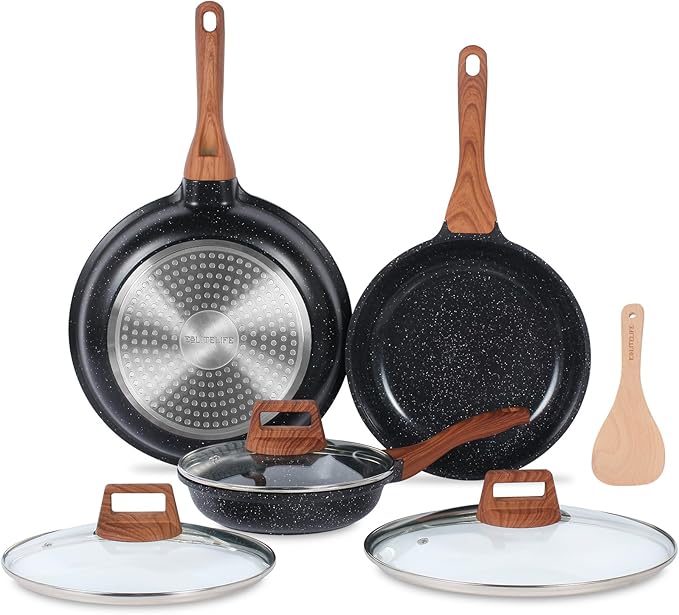 ESLITE LIFE Nonstick Ceramic Frying Pan Skillet with Lid, Non-Toxic Egg Omelette Kitchen Cooking Pans Compatible with All Stovetops (Gas, Electric & Induction)