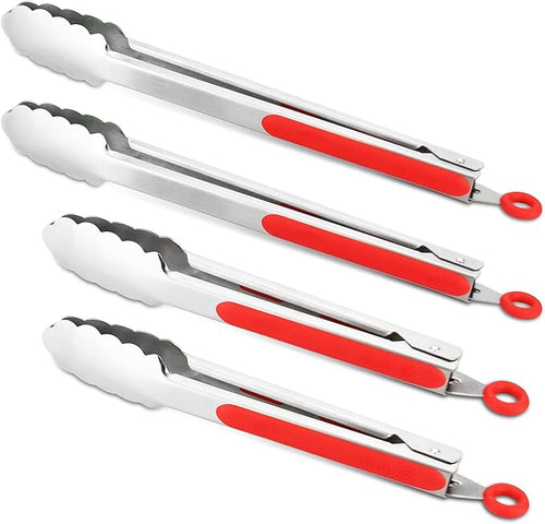 304 Stainless Steel Locking Kitchen Tongs, 9 & 12 Inch