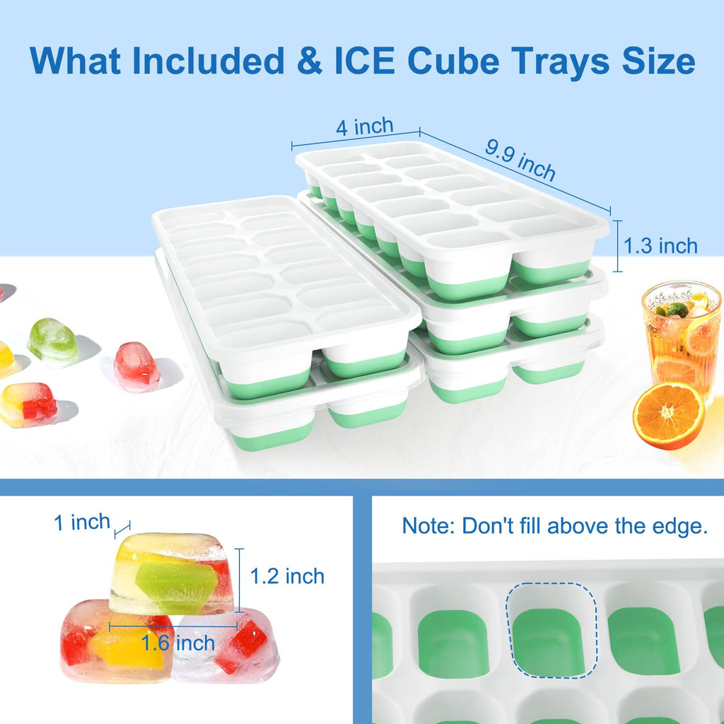 Weftnom Ice Cube Trays with Lids for Freezer, 5 Pack Silicone Set, 70 Cubes