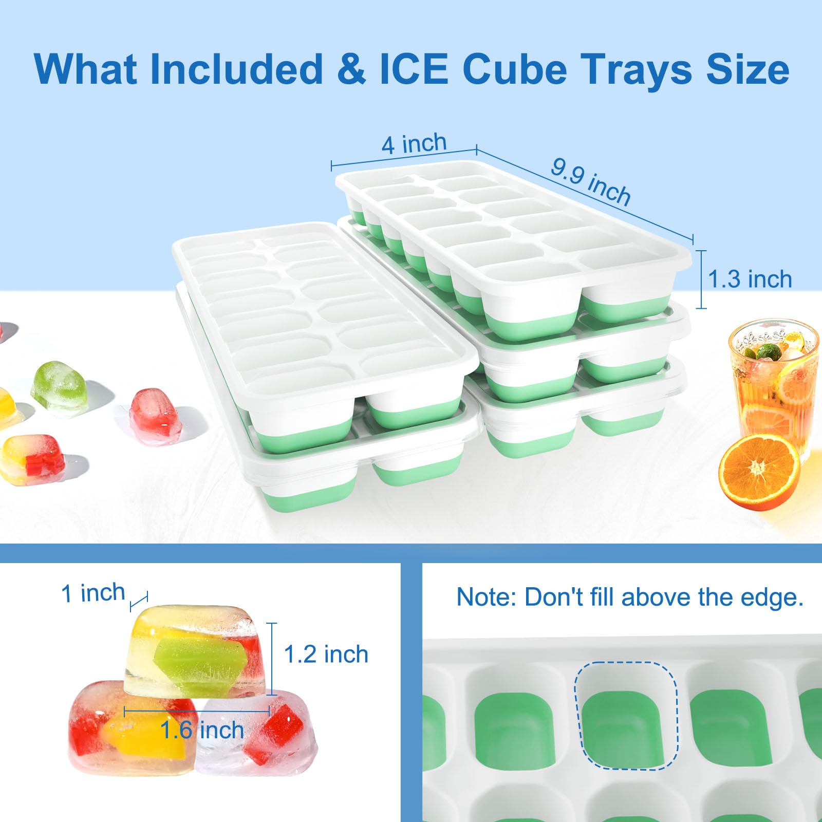 Weftnom Ice Cube Trays with Lids for Freezer, 5 Pack Silicone Set, 70 Cubes