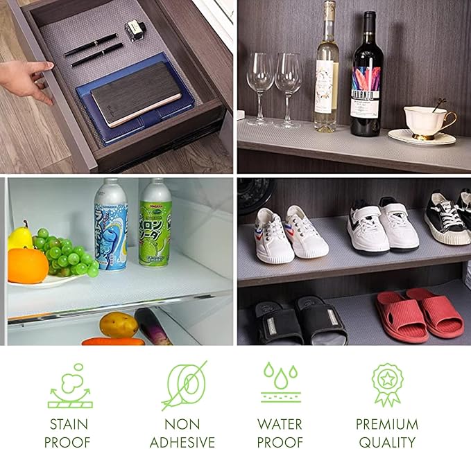 EVALAND 12" x 20 FT Non-Slip Shelf Liner, Non-Adhesive, BPA-Free, Waterproof Pantry Liner for Shelves, Easy to Cut, Oil-Proof Shelf Liners for Kitchen, Cabinets, Drawers, Refrigerator, Clear