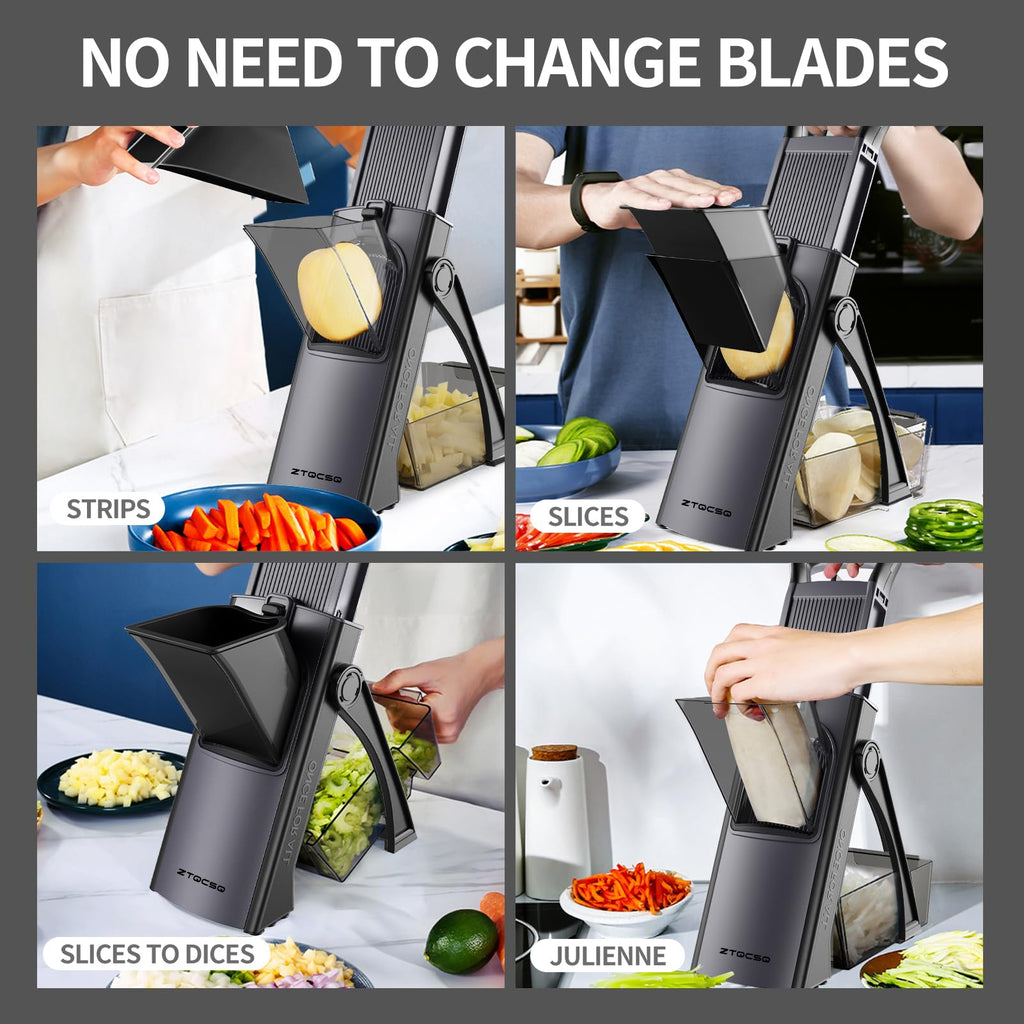 ZTQCSQ [All in 1] Safe Mandoline Veggie Slicer + Spiralizer for Kitchen