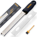 Deiss PRO Citrus Zester & Cheese Grater - Parmesan Cheese Lemon, Ginger, Garlic, Nutmeg, Chocolate, Vegetables, Fruits - Razor-Sharp Stainless Steel Blade, Wide, Dishwasher Safe (BLACK)