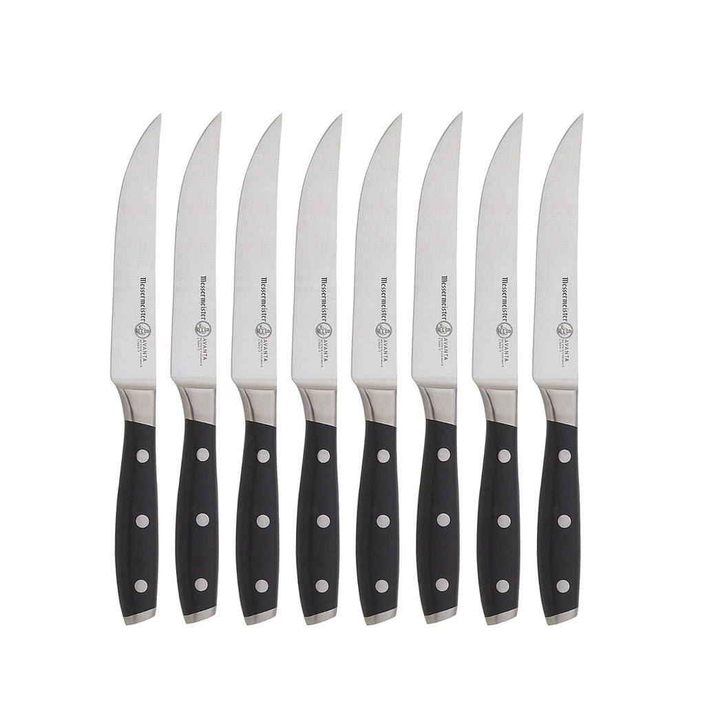 Messermeister Avanta 5” Fine Edge Steak Knife Set - German X50 Stainless Steel - Rust Resistant & Easy to Maintain - Includes 4 Steak Knives