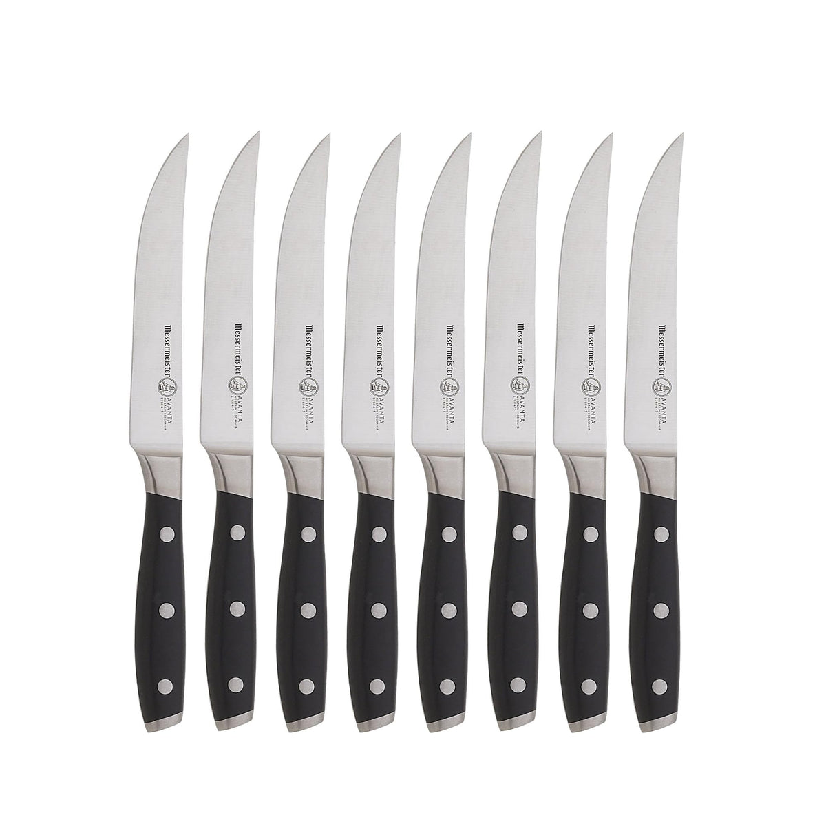 Messermeister Avanta 5” Fine Edge Steak Knife Set - German X50 Stainless Steel - Rust Resistant & Easy to Maintain - Includes 4 Steak Knives