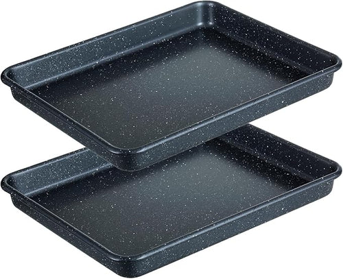 11 Inch Baking Sheets Pan Nonstick Set of 2, Walooza Cookie Sheet Replacement Toaster Oven Tray, Deep Size 2 inch Bakeware, Non Toxic & Heavy Duty & Easy Clean
