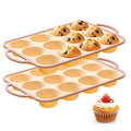 Fimary Silicone Muffin Pans for Baking 2 Pack, 2.6 Inch with Metal Reinforced Frame, Regular Size Nonstick Silicone Cupcake Pan for Baking Homemade Muffins, Cupcakes, Dishwasher Safe BPA Free-Yellow