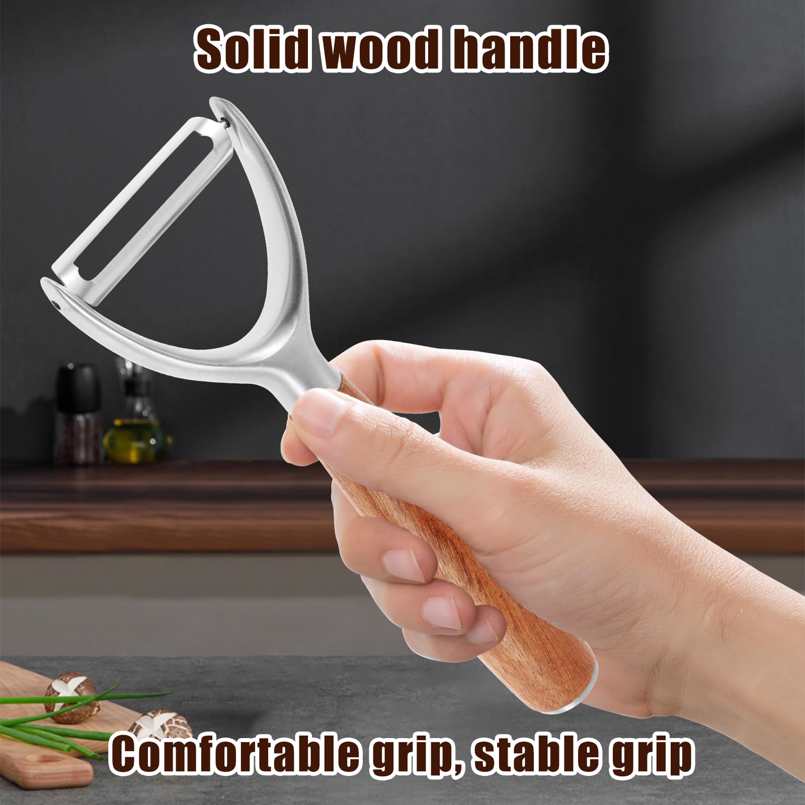 5Pc Kitchen Ultra Vegetable Peeler,Easy To Use Y-Peeler With All Wood Handle,Rotatable Blade,10 Year Rust Free Stainless Steel,Anti Slip Ergonomic Design,Suitable For Carrots, Fruits,Vegetables