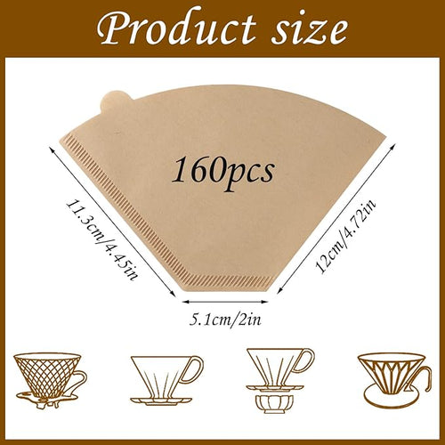 160 Count #4 Cone Coffee Filters 8-12 Cup Compatible with Ninja Maker