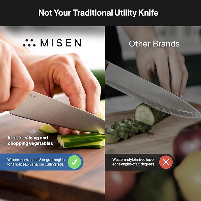 Misen 6.8" Chef Knife – High Carbon Japanese AUS-10 Stainless Steel – Hybrid German & Japanese Blade – Precision Kitchen Knife for Professionals & Home Cooks – Ultimate Cutting Performance - Gray