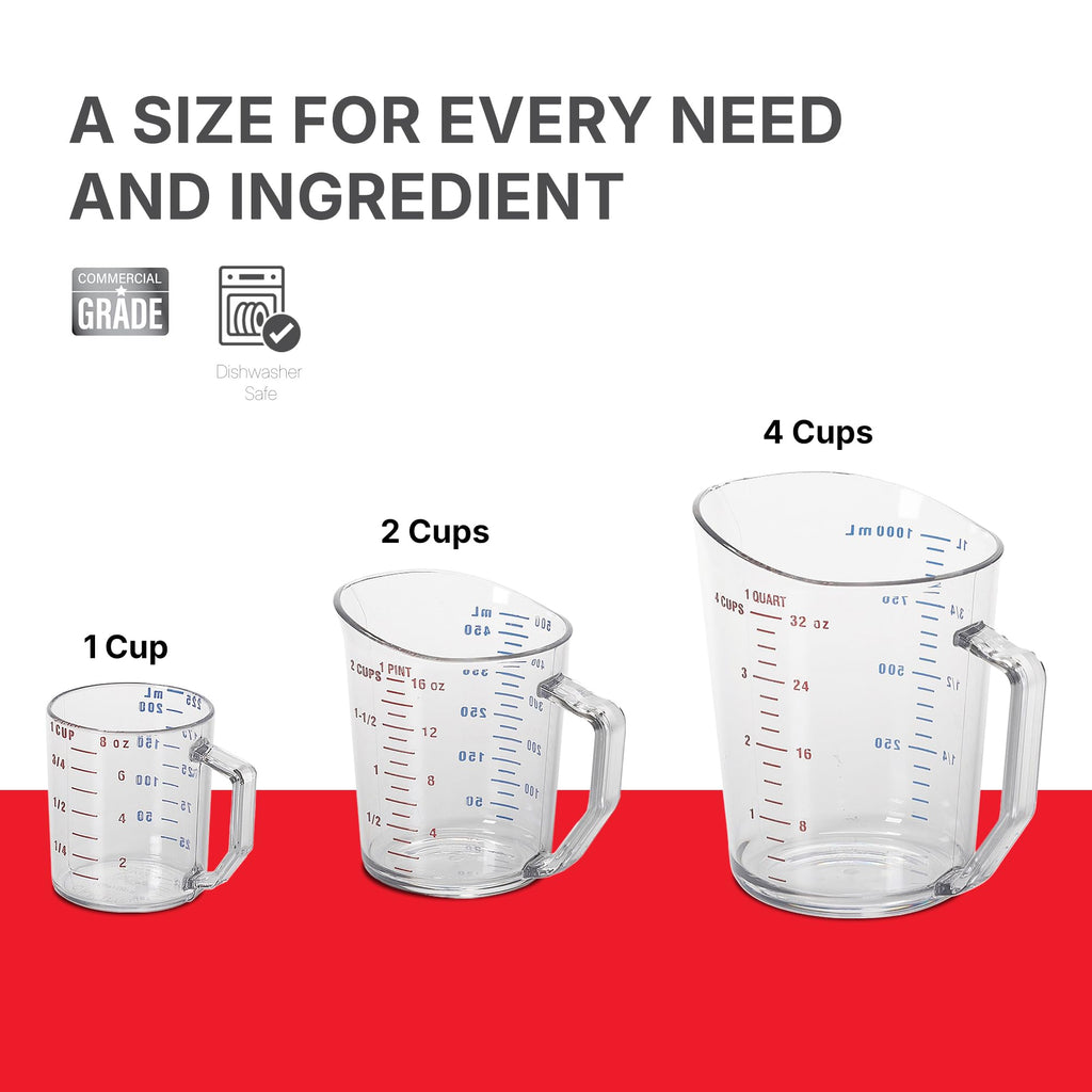Cambro Measuring Cup - 3 Pack - 1 Cup, 2 Cup, 4 Cup (Clear)