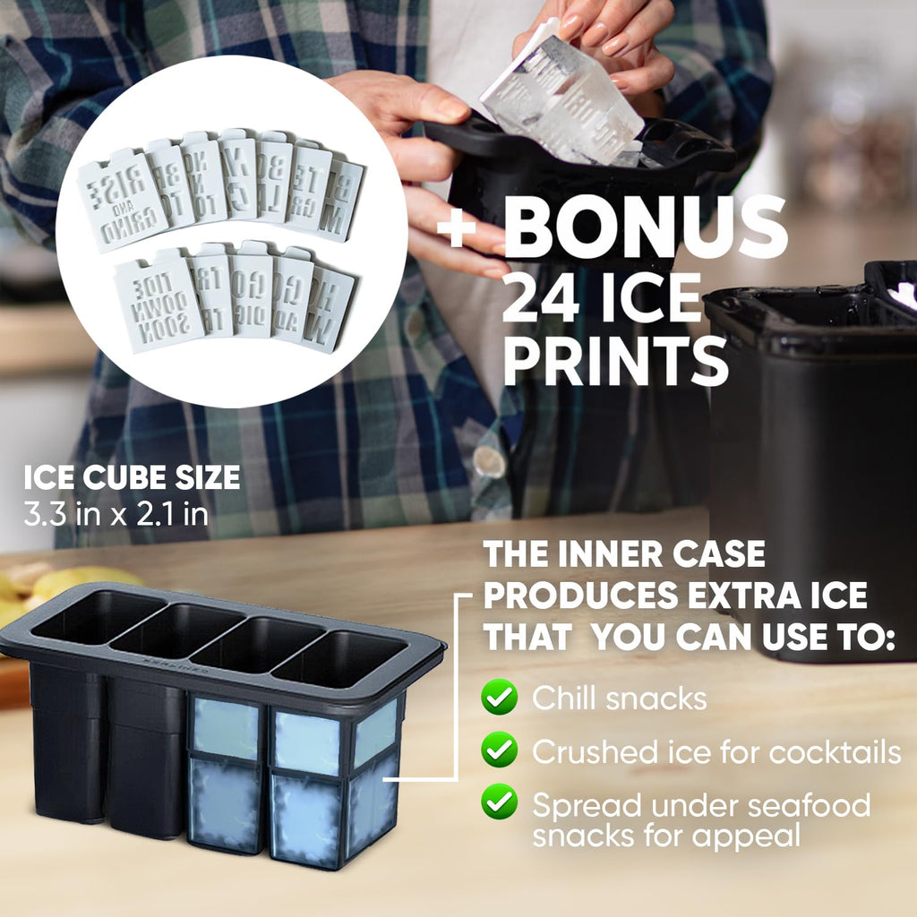 Berlinzo Clear Ice Cube Maker Mold - 8 2.1in Whiskey Squares, Non-Electric