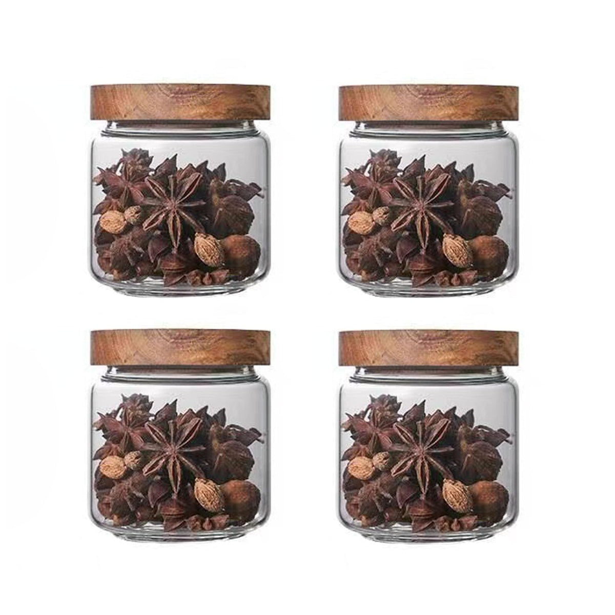 DNIENKGE Glass candy Containers - 16oz kitchen Glass Airtight Storage jar With Acacia Airtight Lid，for kitchen Seasoning, coffee bean, tea, suger, herbs (9)