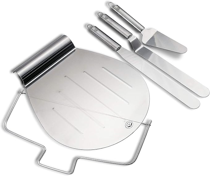 NEWLINE NY Stainless Steel Cake Customizing Decorating Serving 5pc set, Cake Server Lifter Slicer Straight & Offset Icing Frosting Spatulas