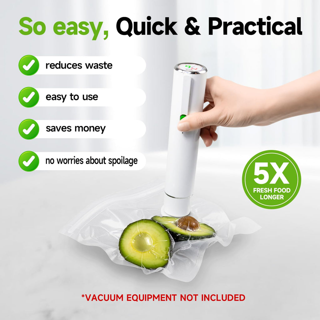 Vixino Vacuum Sealer Bags, 40 Reusable Vacuum Sealer Bags for Food Storage, BPA-Free, Meal Prep and Sous Vide Cooking,Works for Handheld Sealer and Vac Sealer Machine with External Vacuum Systems