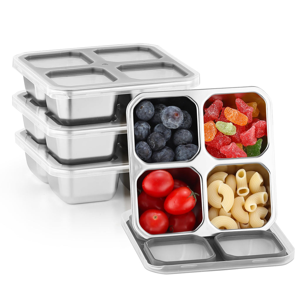 BEFOY 4 Pack Stainless Steel Snack Containers with Lids