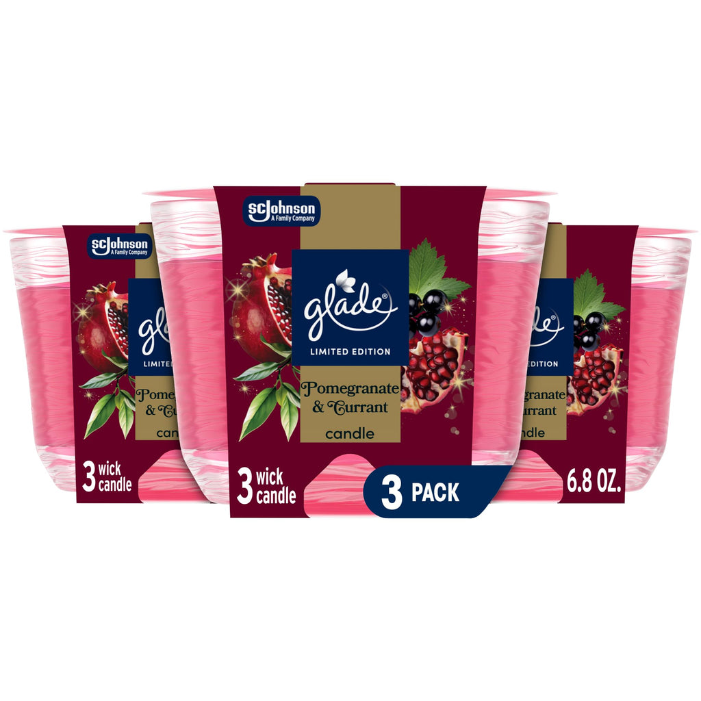 Glade 3-Wick Scented Candle Jar, Pumpkin & Ginger, Air Freshener Infused with Essential Oils, 6.8 Oz, 3 Count