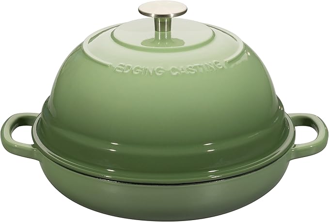 EDGING CASTING Enameled Cast Iron Dutch Oven Pot with Lid, Round Bread Oven for Homemade Sourdough Bread Baking, 6 Quart