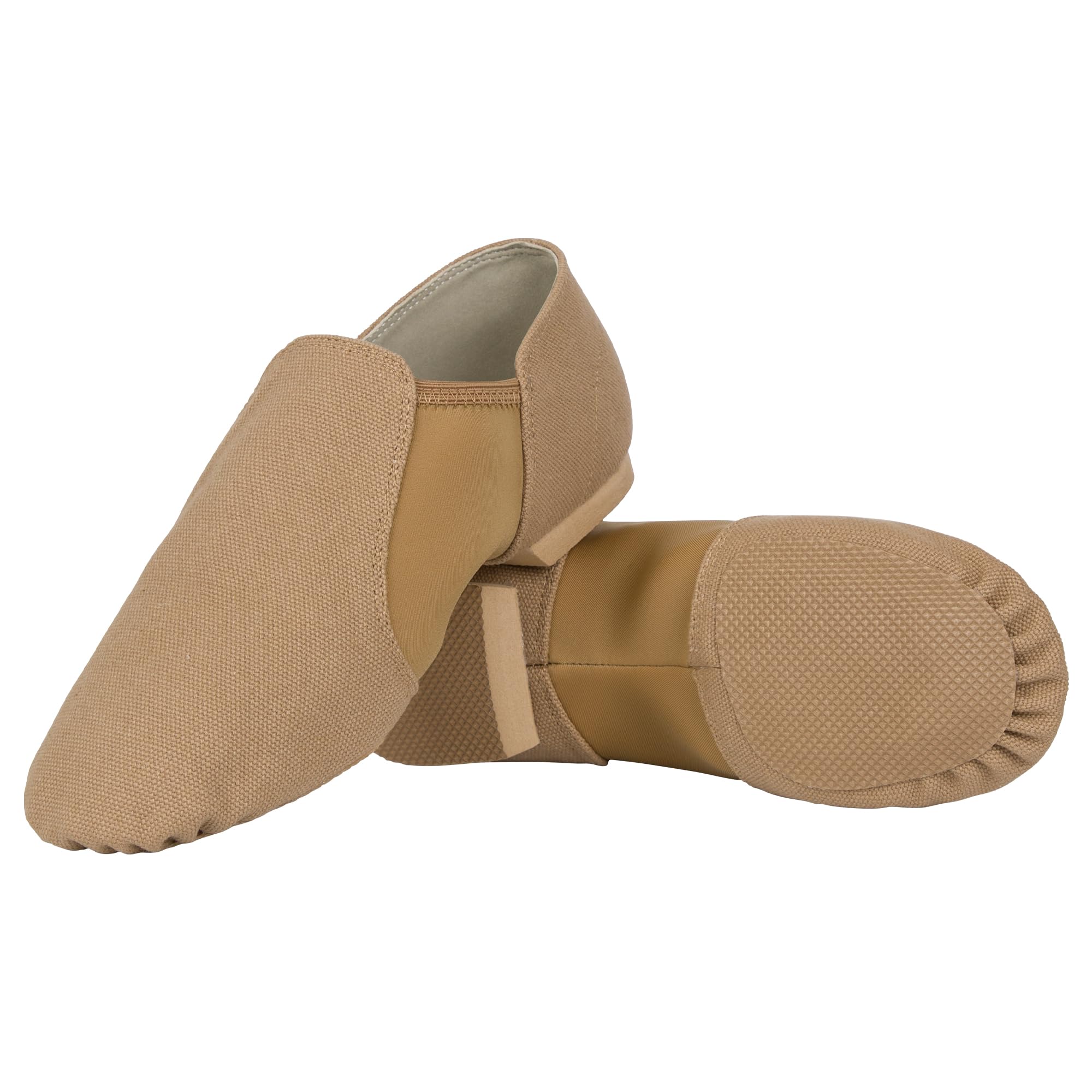 Linodes Unisex 09 Canvas Upper Slip-on Jazz Shoe for Women and Men's Dance Shoes-Brown 8.5M