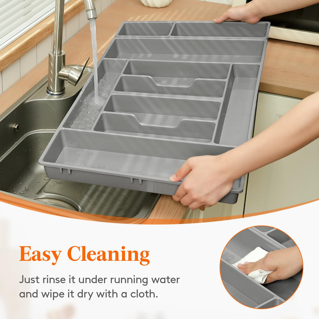 Lifewit Silverware Organizer, Plastic Kitchen Utensil Drawer Tray