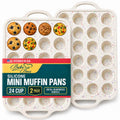 Silicone Mini Muffin Pan, 24 Cup 2 Pack with Metal Reinforced Frame
