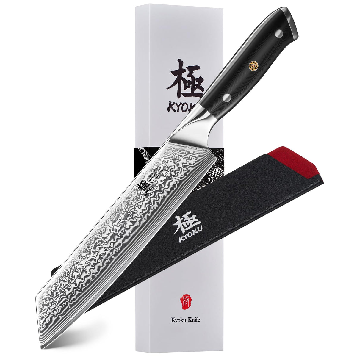 KYOKU Vegetable Cleaver Knife - 7" - Shogun Series - Japanese Style VG10 Steel Core Forged Damascus Blade - with Sheath & Case